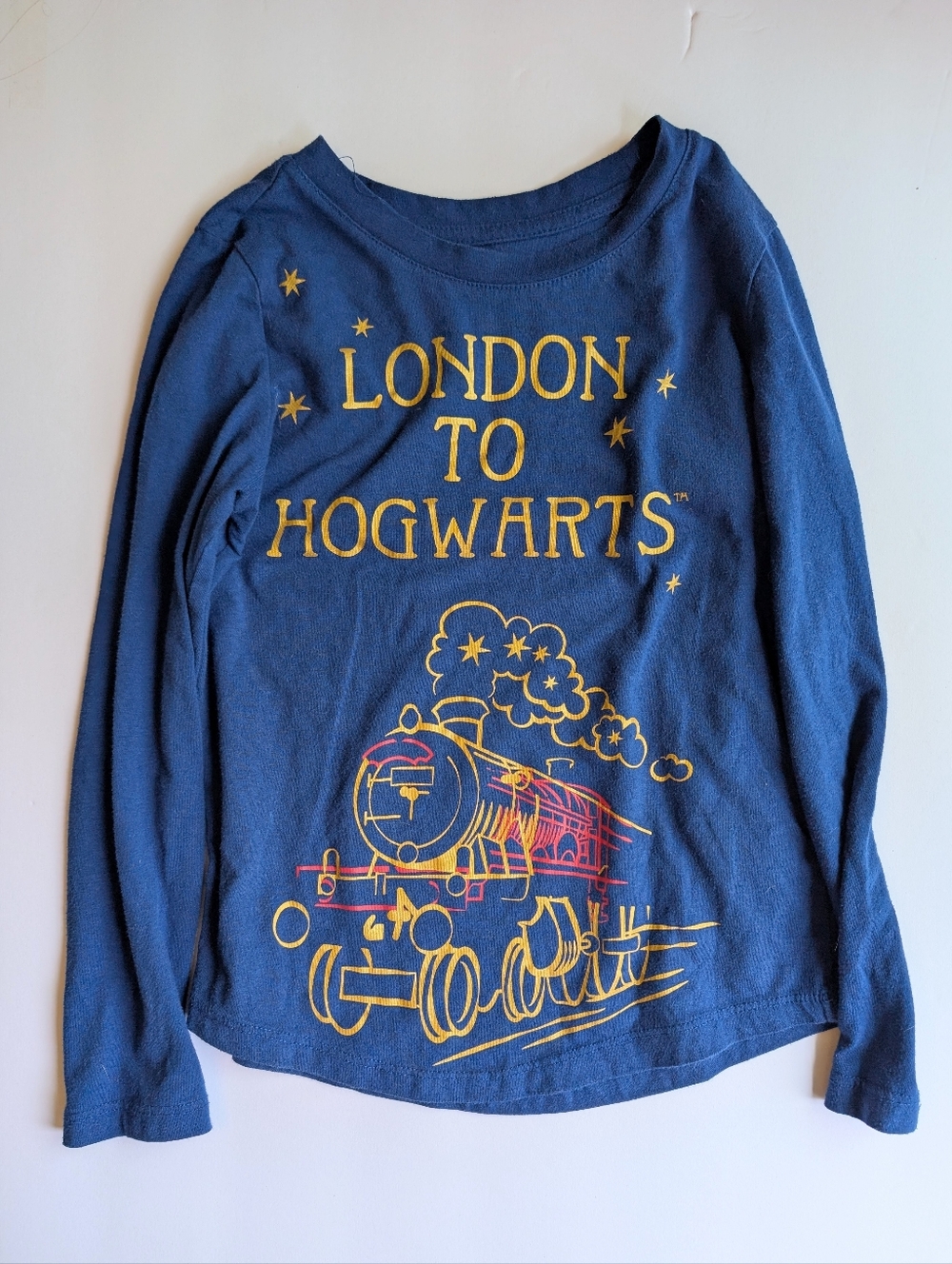 Navy Long Sleeve 'London to Hogwarts' Graphic Tee size 7/8